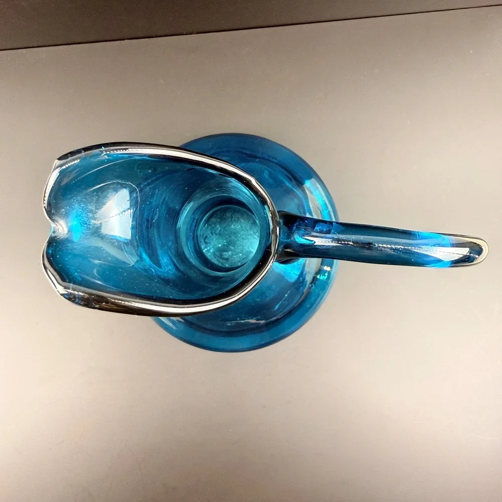 Vintage Blue Art‎ Glass Pitcher Hand Blown 13